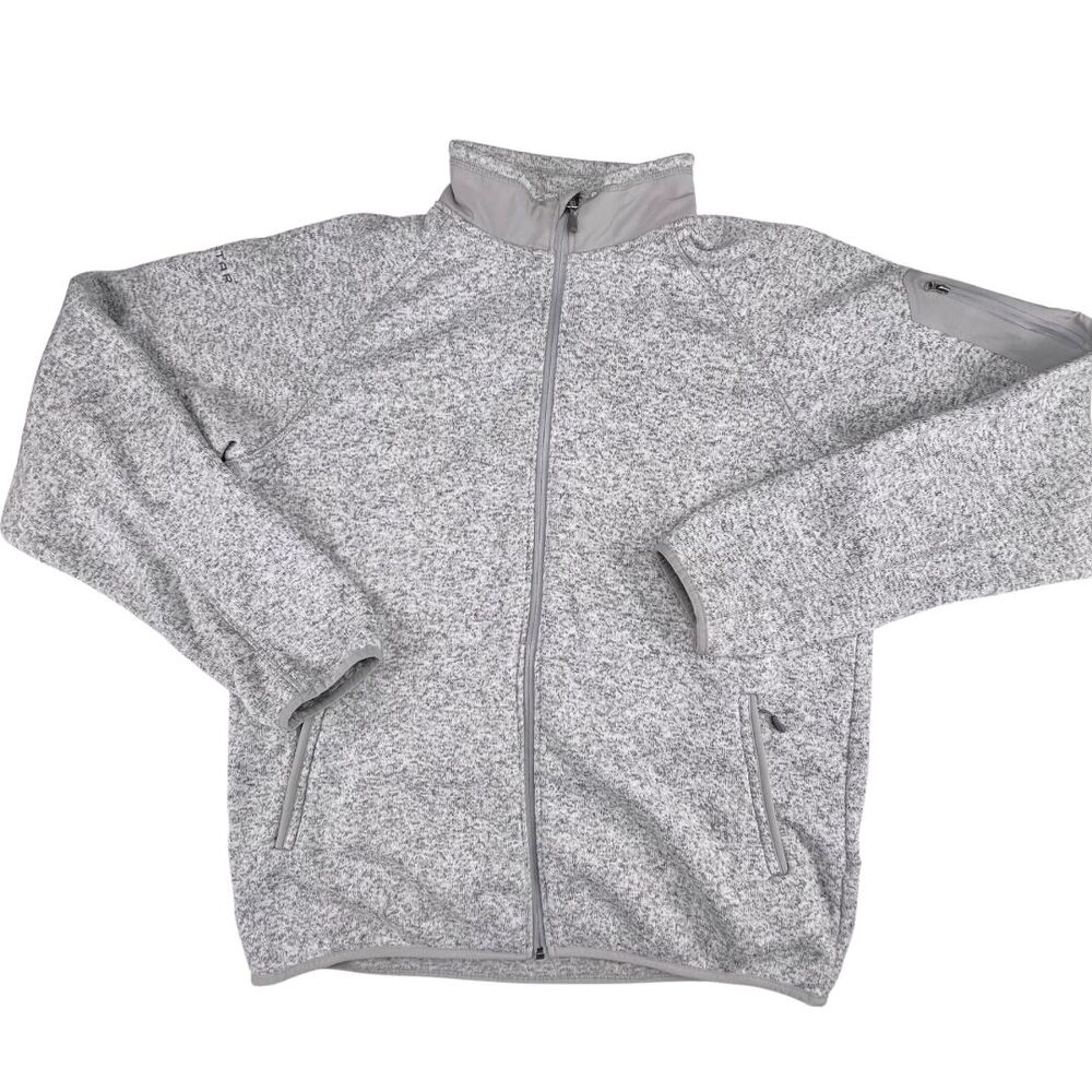 Fossa Jacket Men 2XL Waystar Logo Gray Full Zip Stand Collar Knit Fleece Sweater